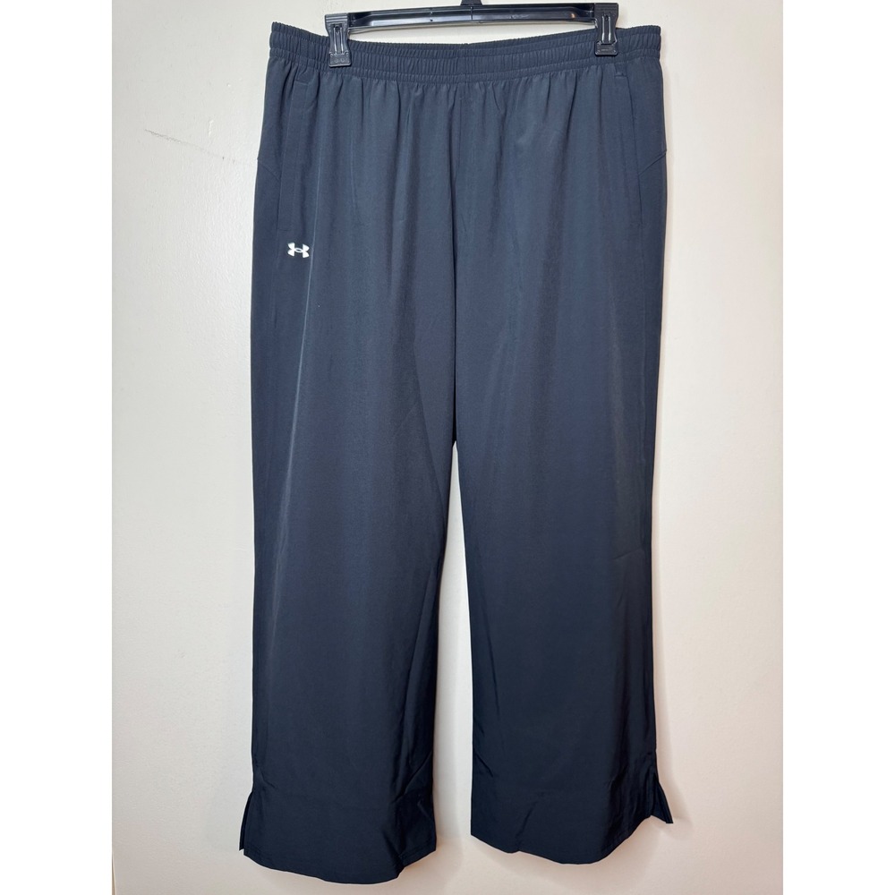 Under Armour Essential Wide Leg Pants Womens XL Black Loose Fit